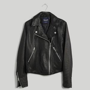 Madewell Washed Leather Motorcycle Jacket (Black)